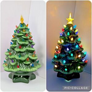 Mr. Christmas 14 inch Multicolor Light Up Green Nostalgic Ceramic Christmas Tree